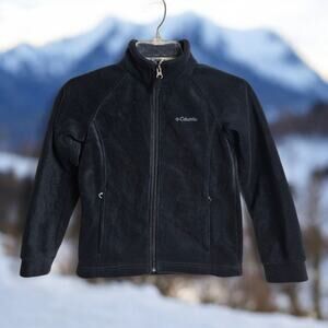 Columbia Fleece Zip Jacket Black Kids Girls Youth Small 7/8 Fall Coat Sweater